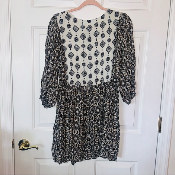 Tunic Bohemian Soft Peasant Long Lounge Long Sleeve Top Medium Black A2 - Picture 3 of 6